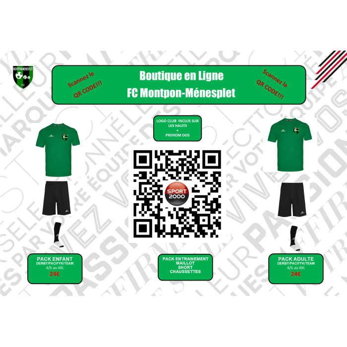 ENSEMBLE ENTRAINEMENT ENFANT  maillot+short+chaussettes (logo club haut+nom dos inclus)